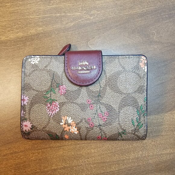 Coach Wildflower Brown and Red Signature Wallet - Picture 1 of 8